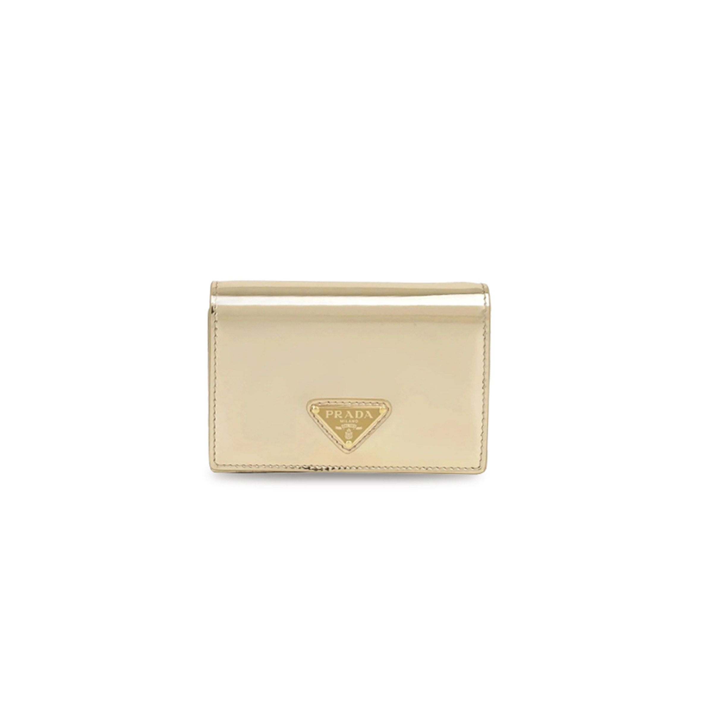 Pra*a gold brushed leather card holder with shoulder strap 1mr024 (11.5*8cm)